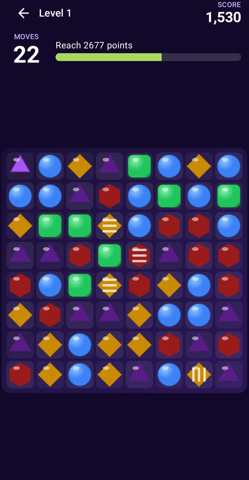 Gemline: Match 3 Puzzle — first screen